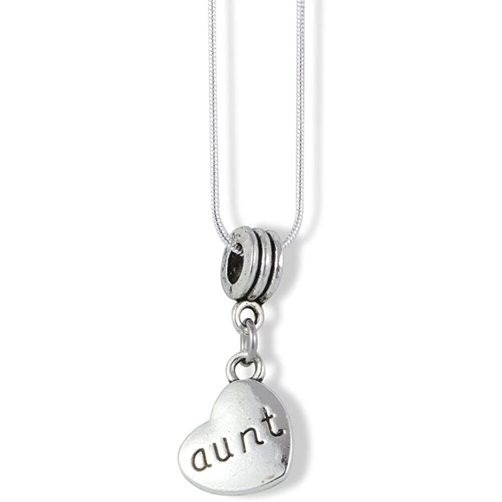 Aunt on a Heart Charm Snake Chain Necklace